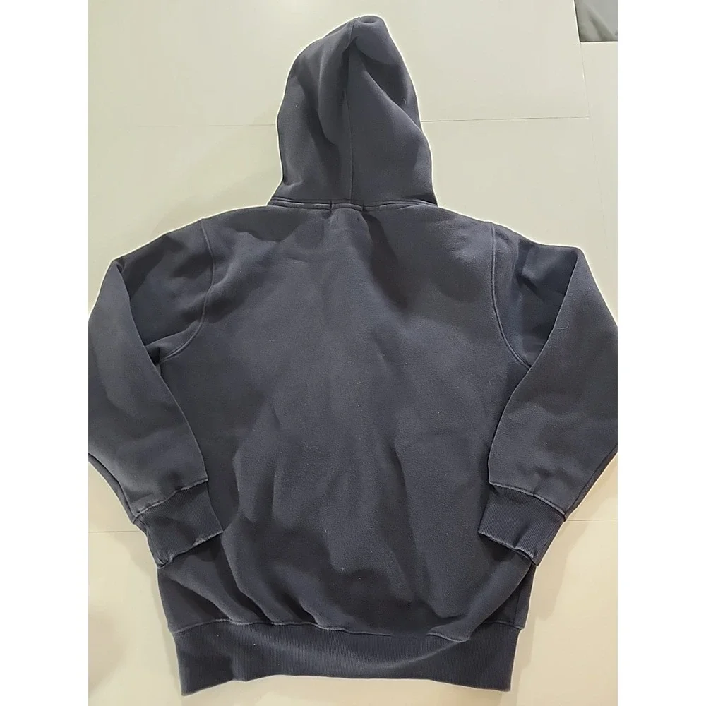Vtg‎ Polo Ralph Lauren Full Zip Hoodie Medium Navy Blue Yellow Logo Slim Fit